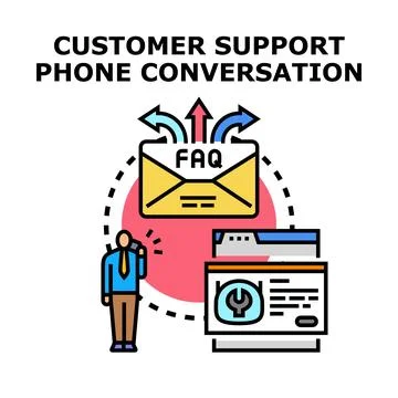 Customer support phone conversation concept providing online help Stock Illustration