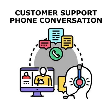 Customer support phone conversation concept illustration Stock Illustration