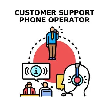 Customer support phone operator providing assistance service Stock Illustration