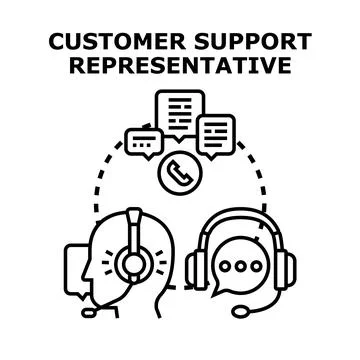 Customer support representative communicating using headset on call Stock Illustration