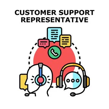 Customer support representative communicating using headset on call Stock Illustration