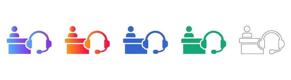 Customer Support Representative Icon Set Stock Illustration