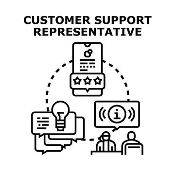Customer support representative providing online assistance solution Stock Illustration