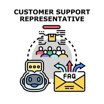 Customer support representative providing online assistance service Stock Illustration