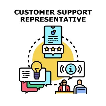 Customer support representative providing online assistance solution Stock Illustration