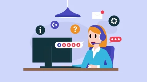 Customer Support Representative Working at Desk with Multi-Channel Communic.. Stock Footage 337954611