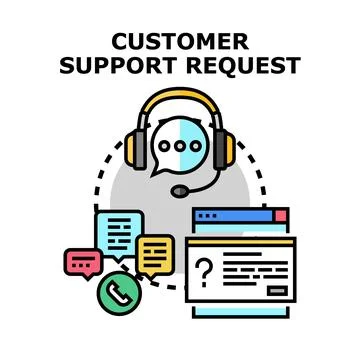 Customer support request concept with online assistance Stock Illustration