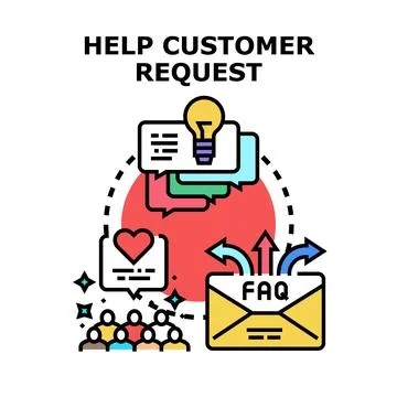 Customer support request concept providing help and solution Stock Illustration