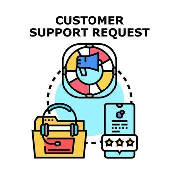 Customer support request concept providing online assistance service Stock Illustration