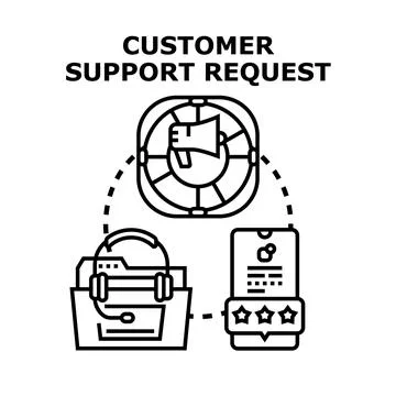 Customer support request concept providing online assistance service Stock Illustration