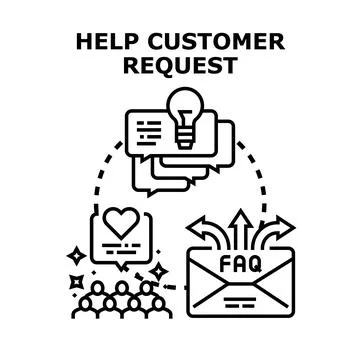 Customer support request concept providing help and solution Stock Illustration