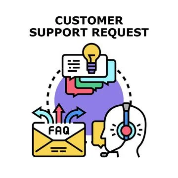 Customer support request concept resolving issues online Stock Illustration