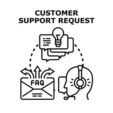 Customer support request concept resolving issues online Stock Illustration