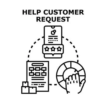 Customer support request receiving help solution Ilustração Stock