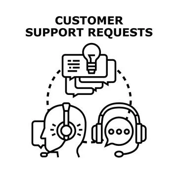 Customer support requests and assistance concept Stock Illustration