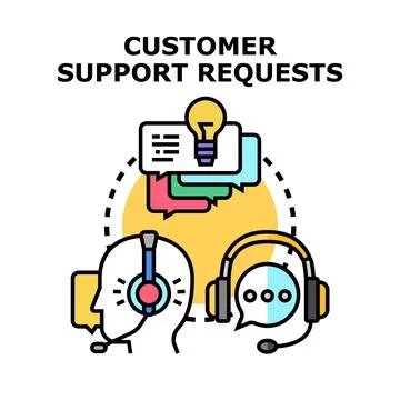 Customer support requests and assistance concept Stock Illustration