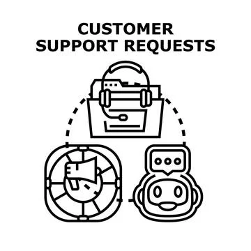 Customer support requests for helpdesk and online assistance Stock Illustration