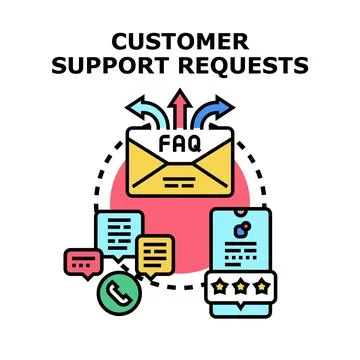 Customer support requests managing incoming inquiries Stock Illustration