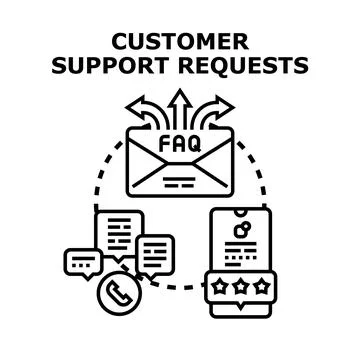 Customer support requests managing incoming inquiries Stock Illustration