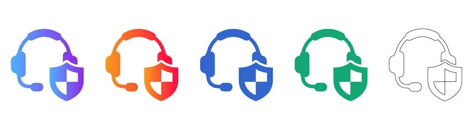 Customer Support Security Icon Set Stock Illustration