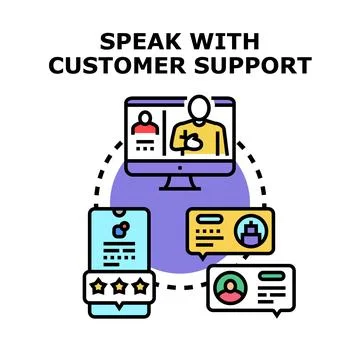 Customer support service communication and online assistance concept Stock Illustration