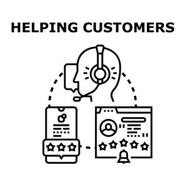 Customer support service helping people with reviews and feedback Stock Illustration