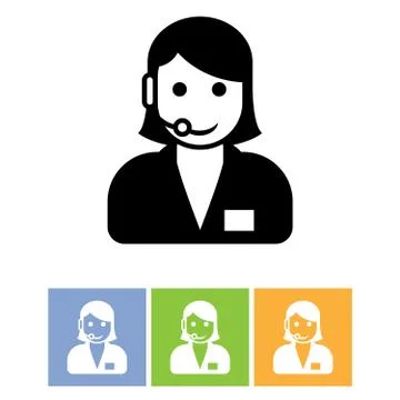 Customer support service icon - call center assistant with headphones Stock Illustration