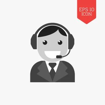 Customer support, service icon. Flat design gray color symbol. Modern UI web  Stock Illustration