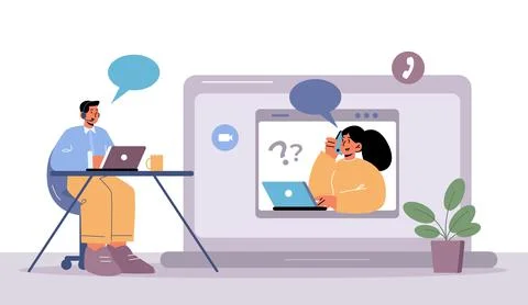Customer support service, online help desk call Stock Illustration