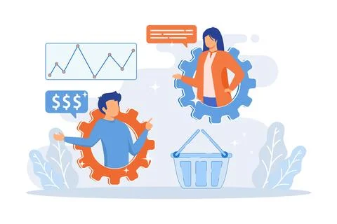Customer support service. Online helpdesk, client helpline, hotline call. T.. Illustrazione stock