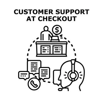 Customer support service providing online checkout assistance Illustrazione stock