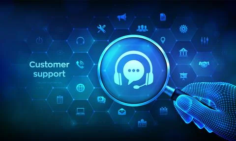 Customer support service. Technical support, customer service, digital interf 库存插图