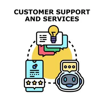 Customer support services providing online solutions and feedback Stock Illustration
