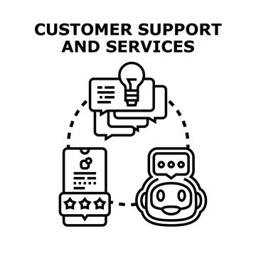 Customer support services providing online solutions and feedback Stock Illustration