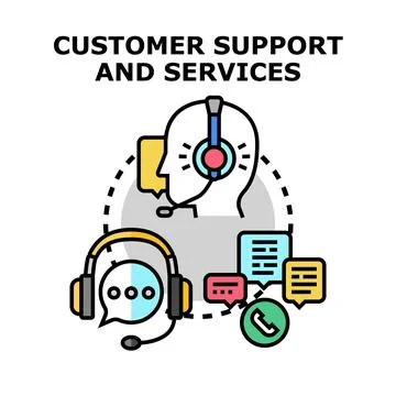 Customer support services providing online assistance system Stock Illustration