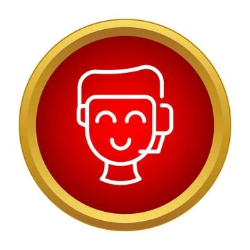 Customer support smiling operator wearing headset icon Stock Illustration