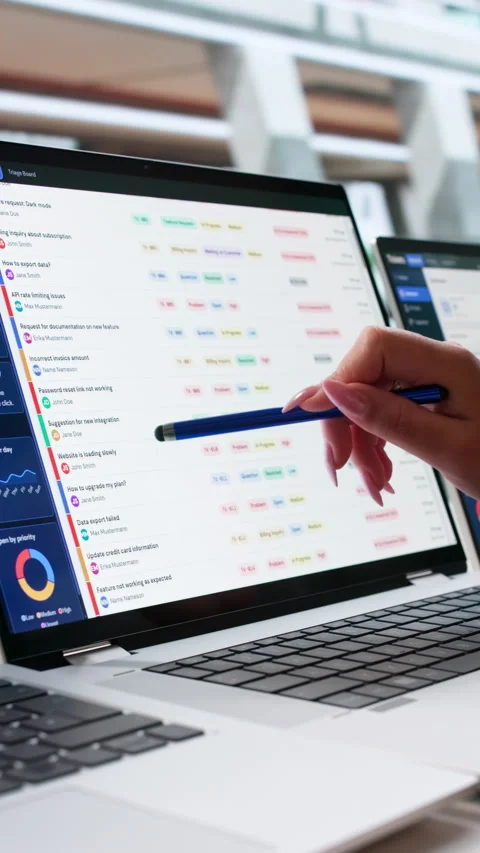 Customer Support Specialist Calmly Managing Help Desk Tickets Stock Footage 345865462