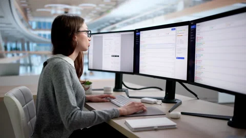 Customer Support Specialist Calmly Resolves Help Desk Tickets Stock Footage 335454470