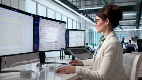 Customer Support Specialist Efficiently Manages Helpdesk Tickets Stock Footage 342973533