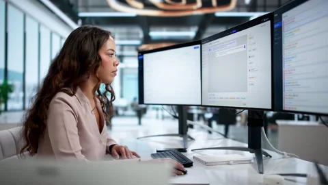 Customer Support Specialist Efficiently Tracking Helpdesk Tickets Video stock 336795393