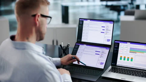 Customer Support Specialist Using AI Chatbot Software Stock Footage 346923825
