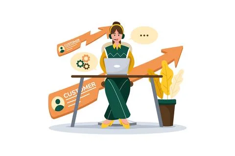 Customer support supervisor ensures continuous improvement with feedback. Illustrazione stock