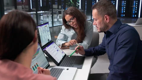 Customer Support Team Collaborates On AI Chatbot Software Stock Footage 347304384