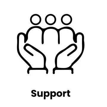 Customer support team hands line icon black isolated website user interface Illustrazione stock