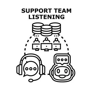 Customer support team listening aiding with technology Stock Illustration