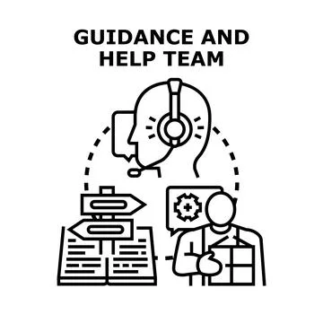 Customer support team offering guidance and help services Stock Illustration