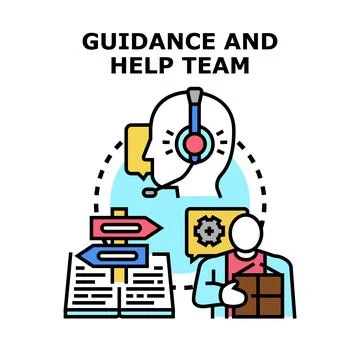 Customer support team offering guidance and help services Stock Illustration