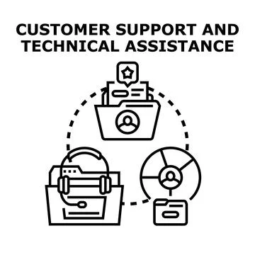 Customer support technical assistance concept with service icons Stock Illustration