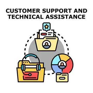 Customer support technical assistance concept with service icons Stock Illustration