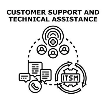 Customer support technical assistance service management system Stock Illustration